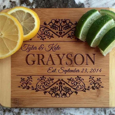 Personalized 6x8 Bamboo Cutting Board with Rounded Edge